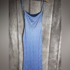 Floral Blue Sleeveless Bodycon dress